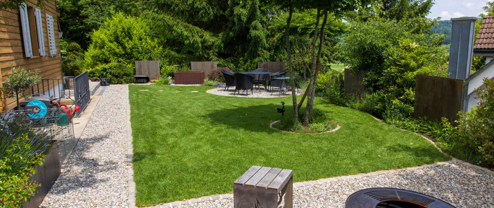 Gartenumgestaltung in Reitnau nachher Rasen